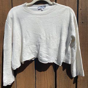 Iro Cropped Cashmere Blend White Sweater, XS